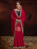 Rani Pink Vichitra Silk Embroidered Saree